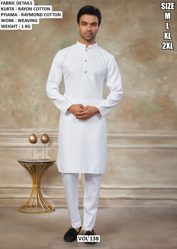 Rayon Cotton Weaving Kurta Pajama Set