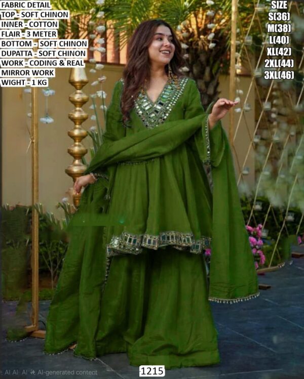Soft Chinon Designer Ethnic Set With Real Mirror Work