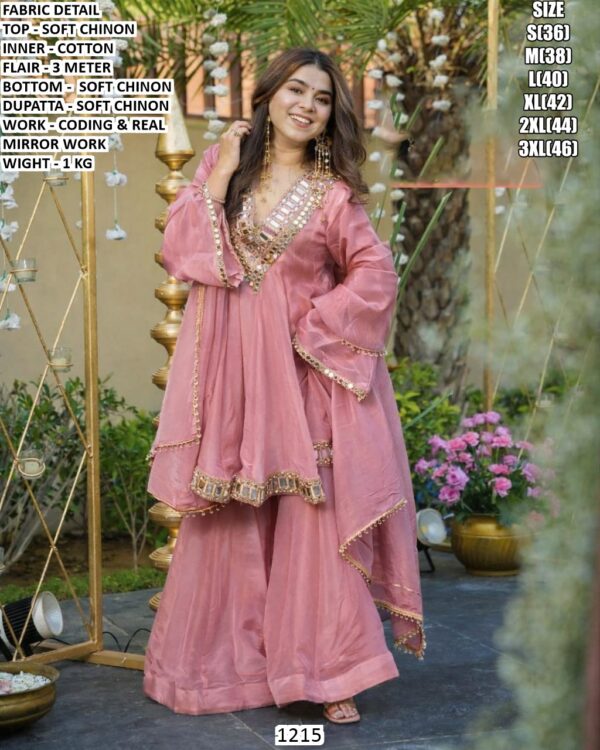 Soft Chinon Designer Ethnic Set With Real Mirror Work