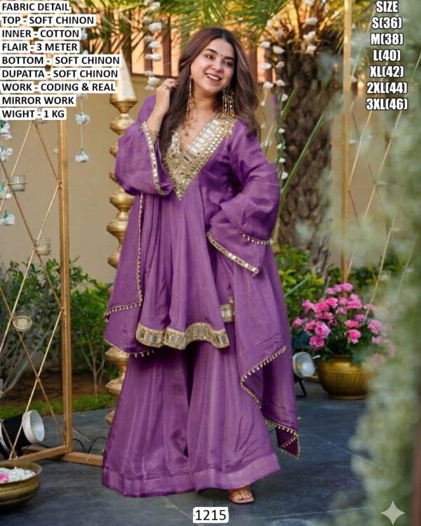 Soft Chinon Designer Ethnic Set With Real Mirror Work