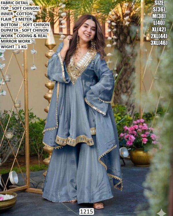 Soft Chinon Designer Ethnic Set With Real Mirror Work