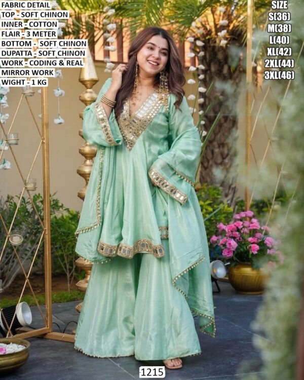 Soft Chinon Designer Ethnic Set With Real Mirror Work