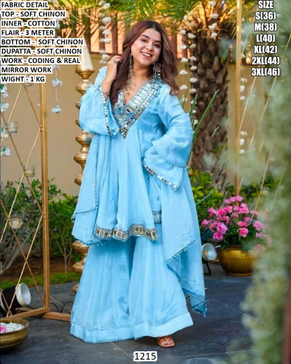 Soft Chinon Designer Ethnic Set With Real Mirror Work