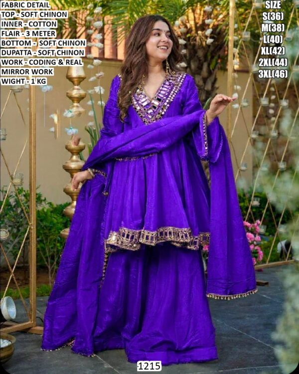 Soft Chinon Designer Ethnic Set With Real Mirror Work