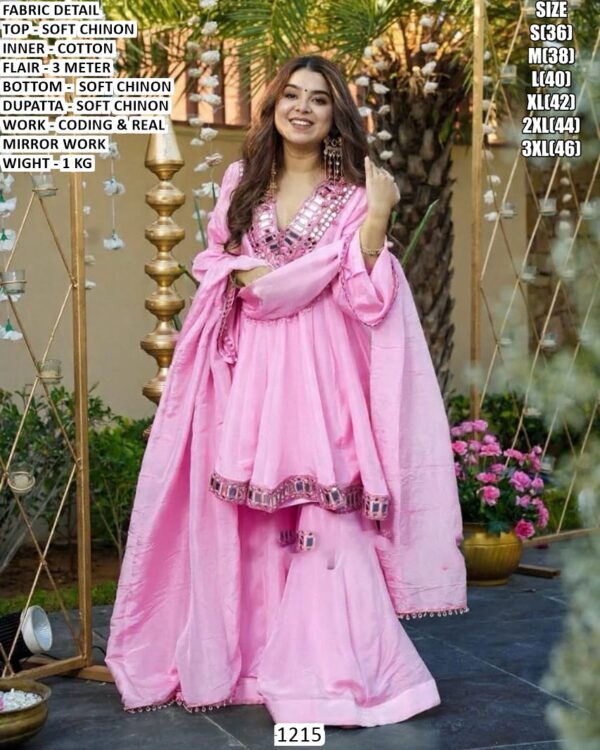 Soft Chinon Designer Ethnic Set With Real Mirror Work