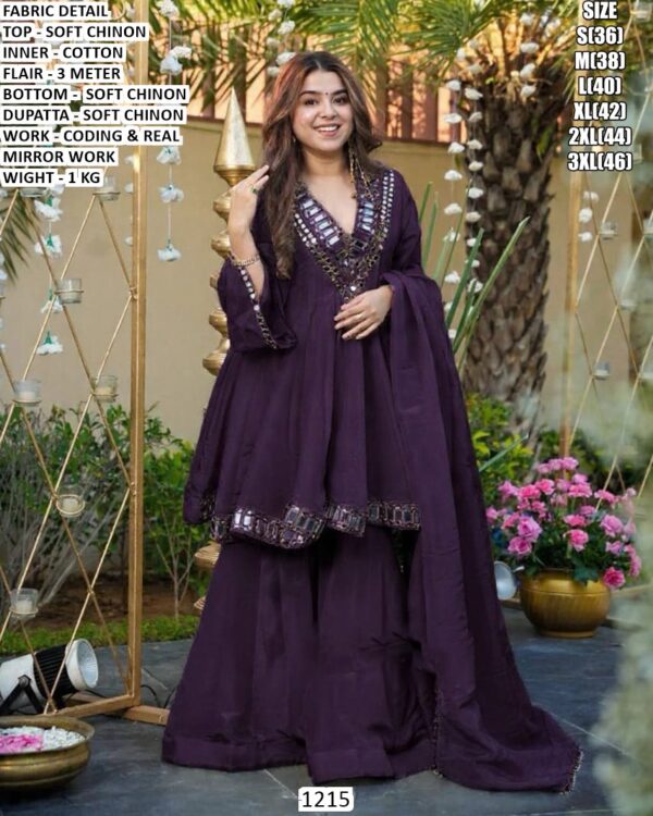 Soft Chinon Designer Ethnic Set With Real Mirror Work