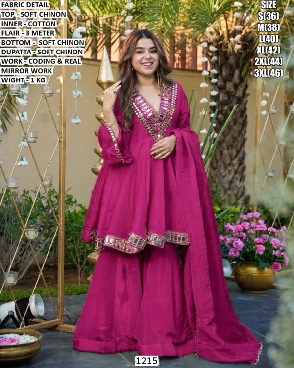 Soft Chinon Designer Ethnic Set With Real Mirror Work