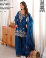 Fendi Silk Top Bottom Dupatta Set For Women