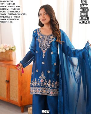 Fendi Silk Top Bottom Dupatta Set For Women