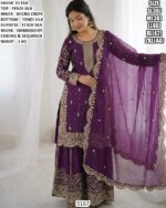 Designer Fendi Silk Top Bottom Dupatta Set