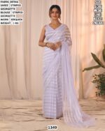 Designer Striped Georgette Saree With Matching Blouse