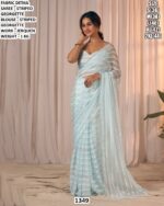 Designer Striped Georgette Saree With Matching Blouse