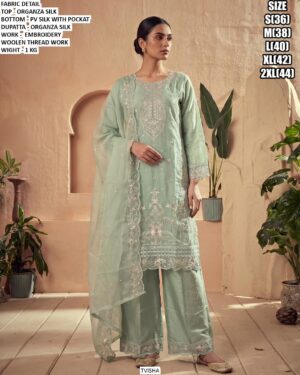 Festive Wear Organza Silk Embroidery Suit Set