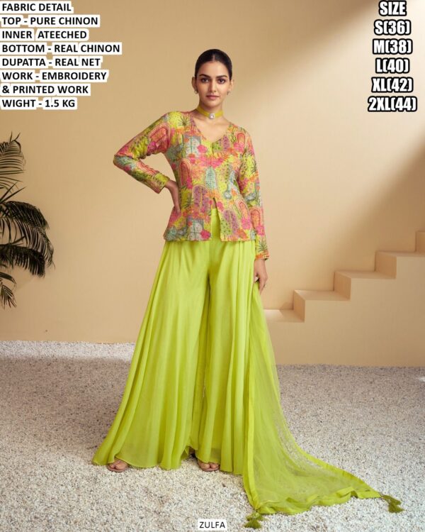 Pure Chinon Top Bottom Set With Real Net Dupatta