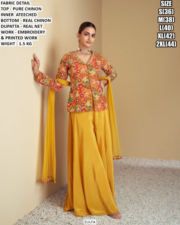 Pure Chinon Top Bottom Set With Real Net Dupatta