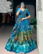 Purchase This Kalamkari Printed Tussar Silk Lehenga Choli For Festivals