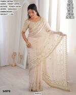 Fendy Satin Sequence Embroidery Saree
