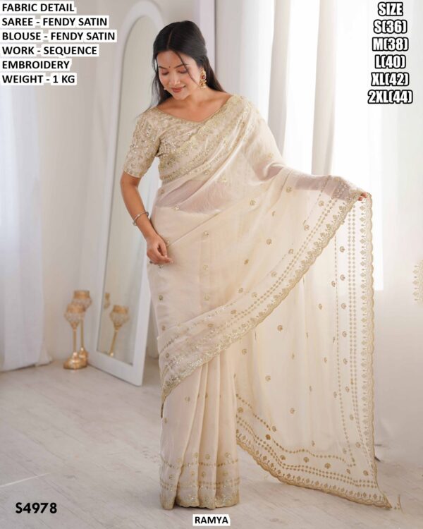 Fendy Satin Sequence Embroidery Saree