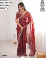 Fendy Satin Sequence Embroidery Saree