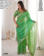 Fendy Satin Sequence Embroidery Saree