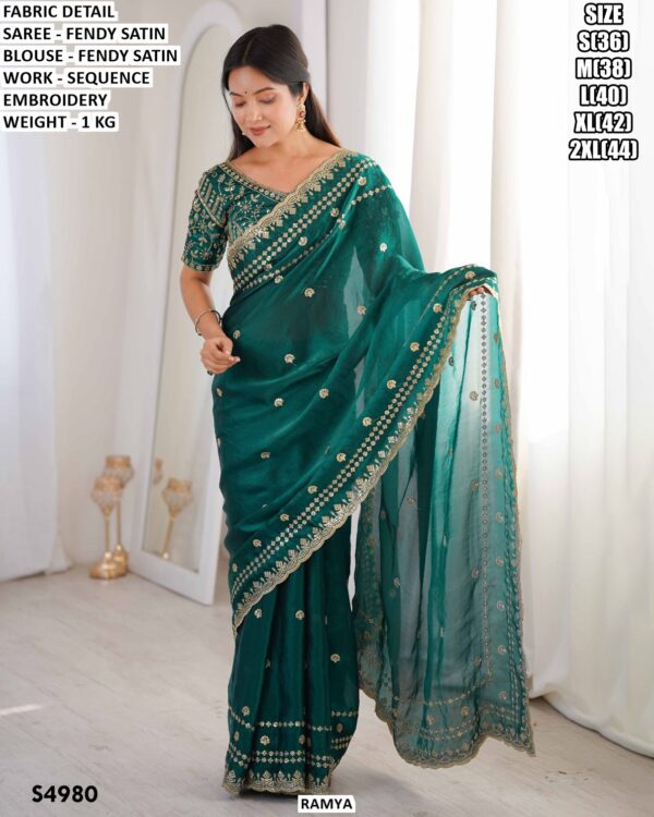 Fendy Satin Sequence Embroidery Saree