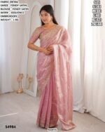 Fendy Satin Sequence Embroidery Saree