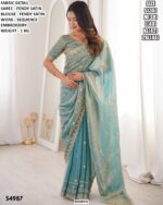 Fendy Satin Sequence Embroidery Saree