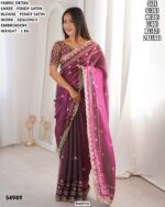 Fendy Satin Sequence Embroidery Saree