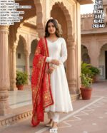 Roman Silk Suit Set With Digital Print And Lace Border