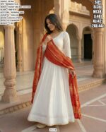 Roman Silk Suit Set With Digital Print And Lace Border