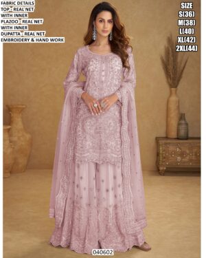 Party Wear Real Net Embroidery Suit Set