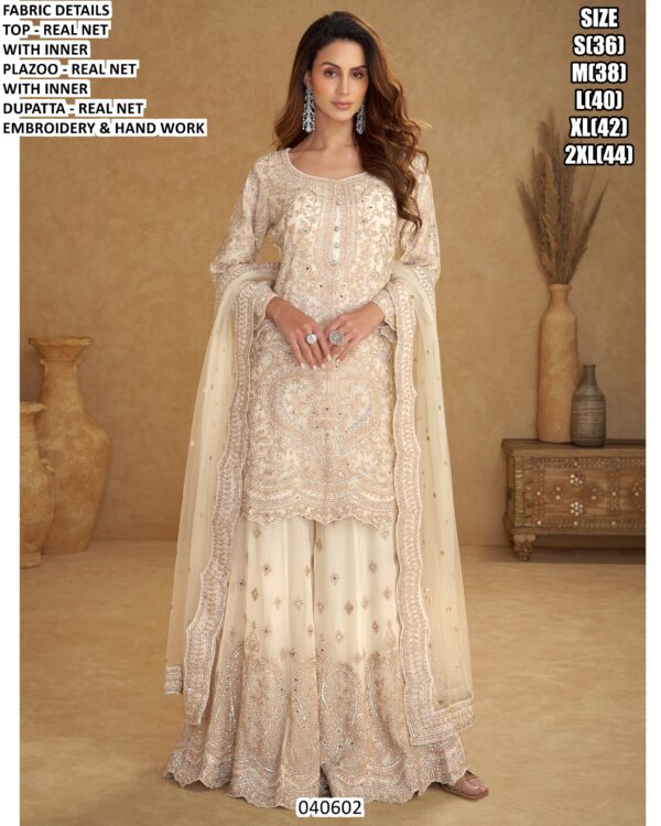 Party Wear Real Net Embroidery Suit Set