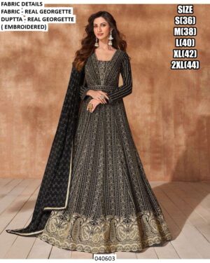 Real Georgette Embroidered Gown With Dupatta