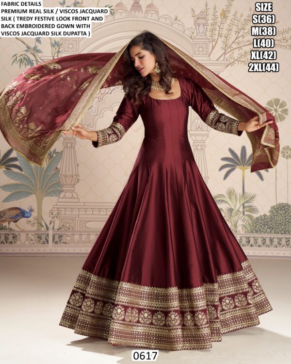 Festive Wear Embroidered Gown For Women