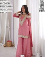Designer Belt Style Sharara Set With Real Mirror Work