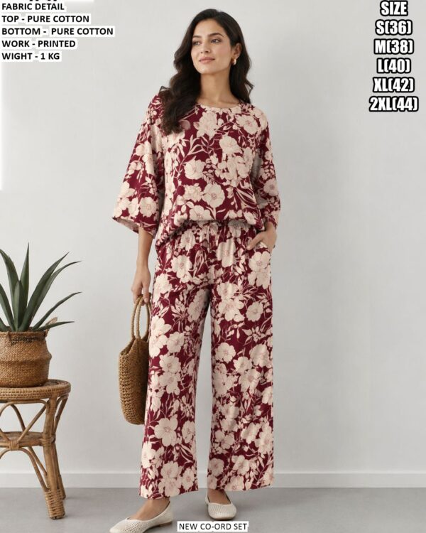 Pure Cotton Co-Ord Set With Printed Work