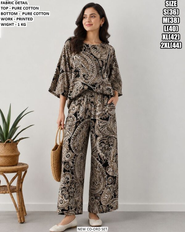 Pure Cotton Co-Ord Set With Printed Work