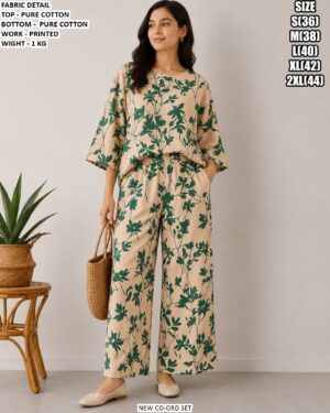 Pure Cotton Co-Ord Set With Printed Work