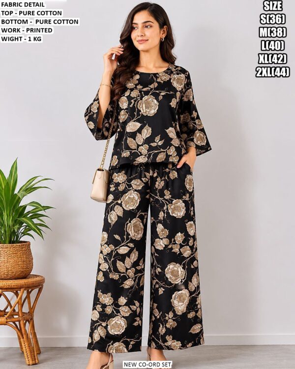 Pure Cotton Co-Ord Set With Printed Work