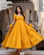 Chanderi Jacquard Anarkali Set With Embroidery Work