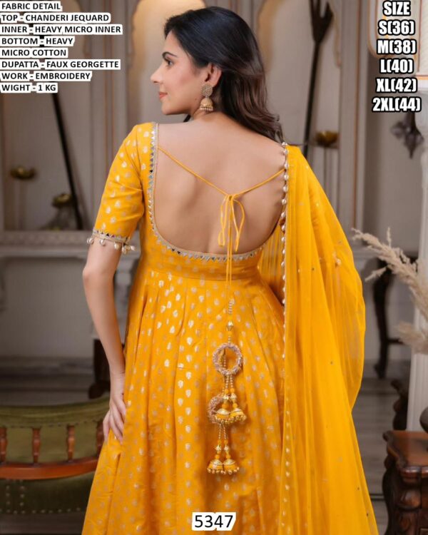 Chanderi Jacquard Anarkali Set With Embroidery Work