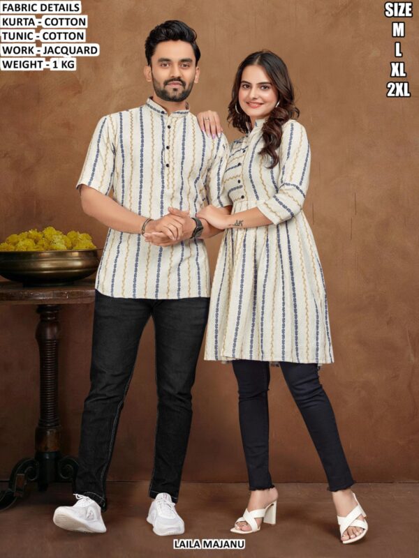 Matching Couple Cotton Kurta Tunic Outfit
