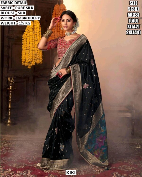 Pure Silk Saree With Elegant Embroidery Work