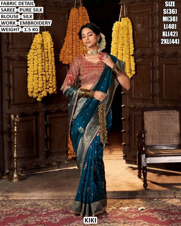 Pure Silk Saree With Elegant Embroidery Work