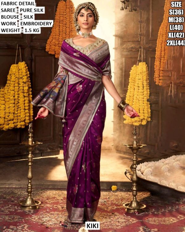 Pure Silk Saree With Elegant Embroidery Work