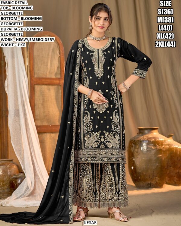 Blooming Georgette Top Bottom Set With Dupatta