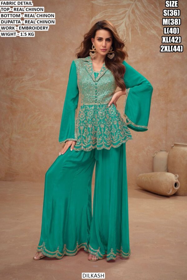 Real Chinon Embroidered Palazzo Suit Set
