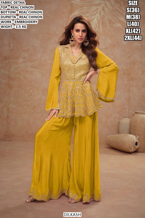 Real Chinon Embroidered Palazzo Suit Set