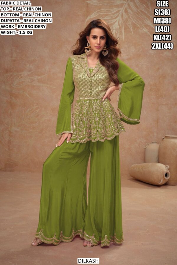 Real Chinon Embroidered Palazzo Suit Set