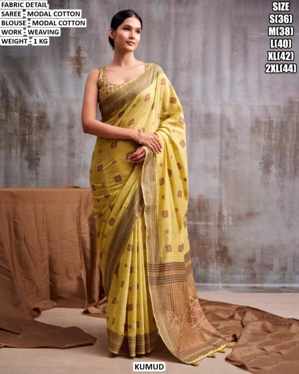 Modal Cotton Weaving Saree With Blouse